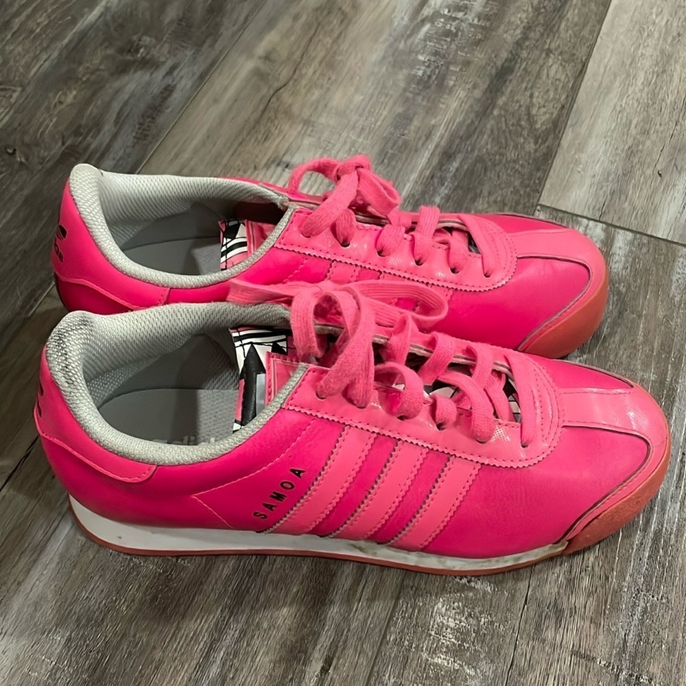 Adidas Samoa Hot Pink Sneakers Shoes size 8 modern art leather